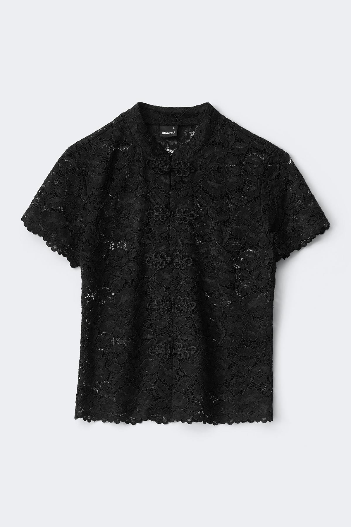 Mandarin collar lace top