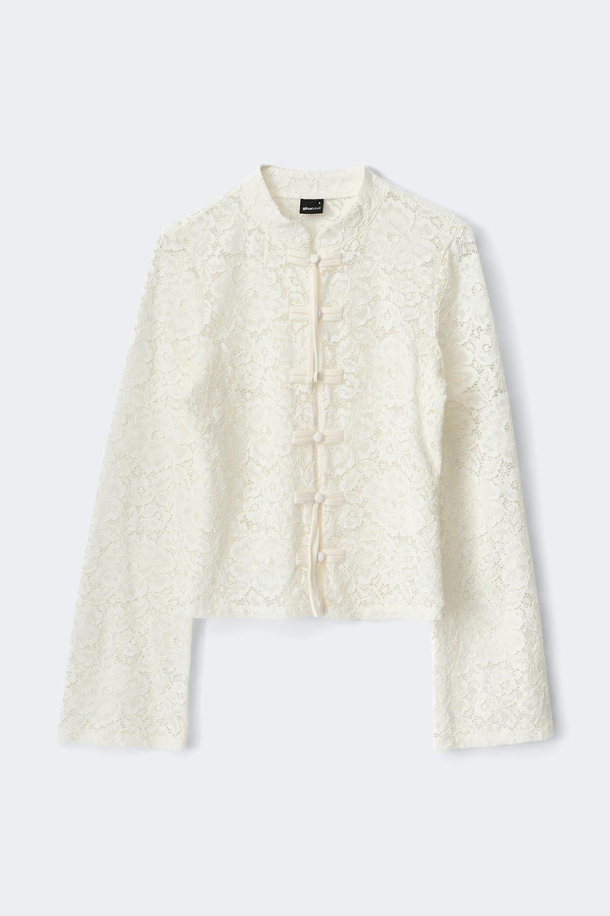 Mandarin collar longsleeve top