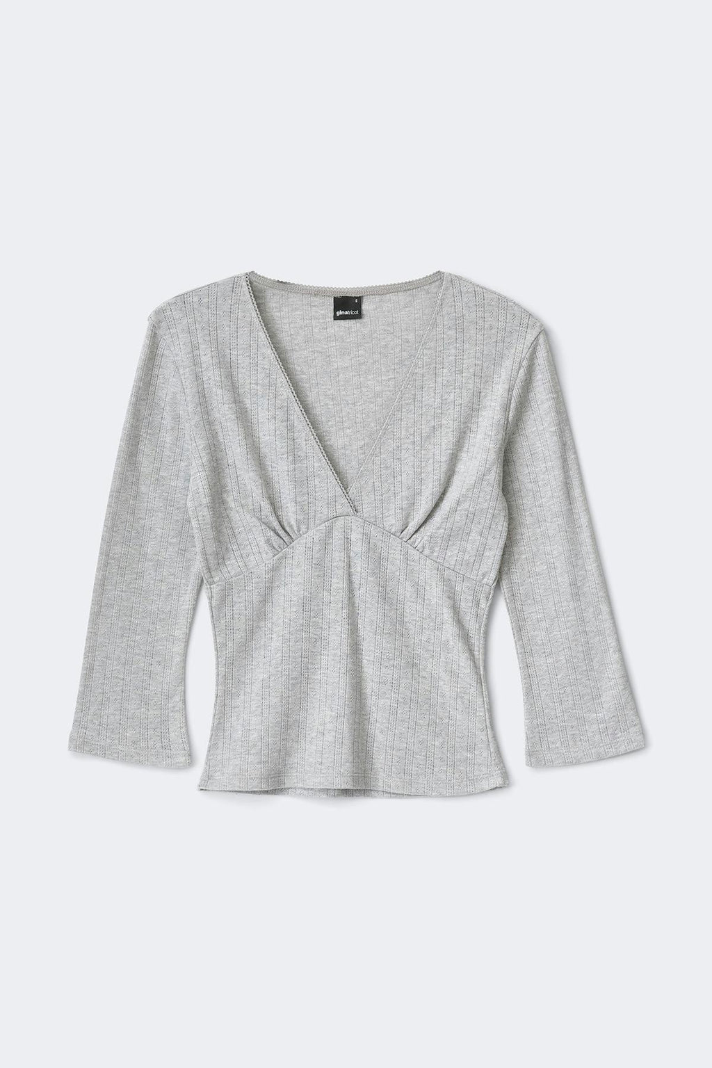Pointelle quartersleeve top