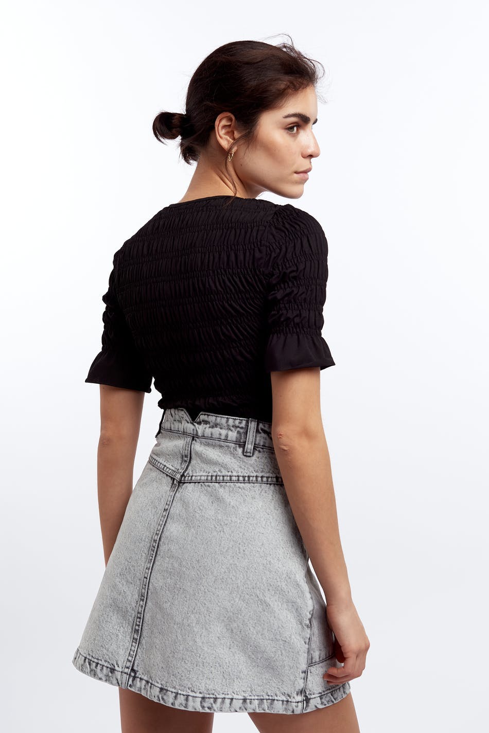 Utility zip denim skirt