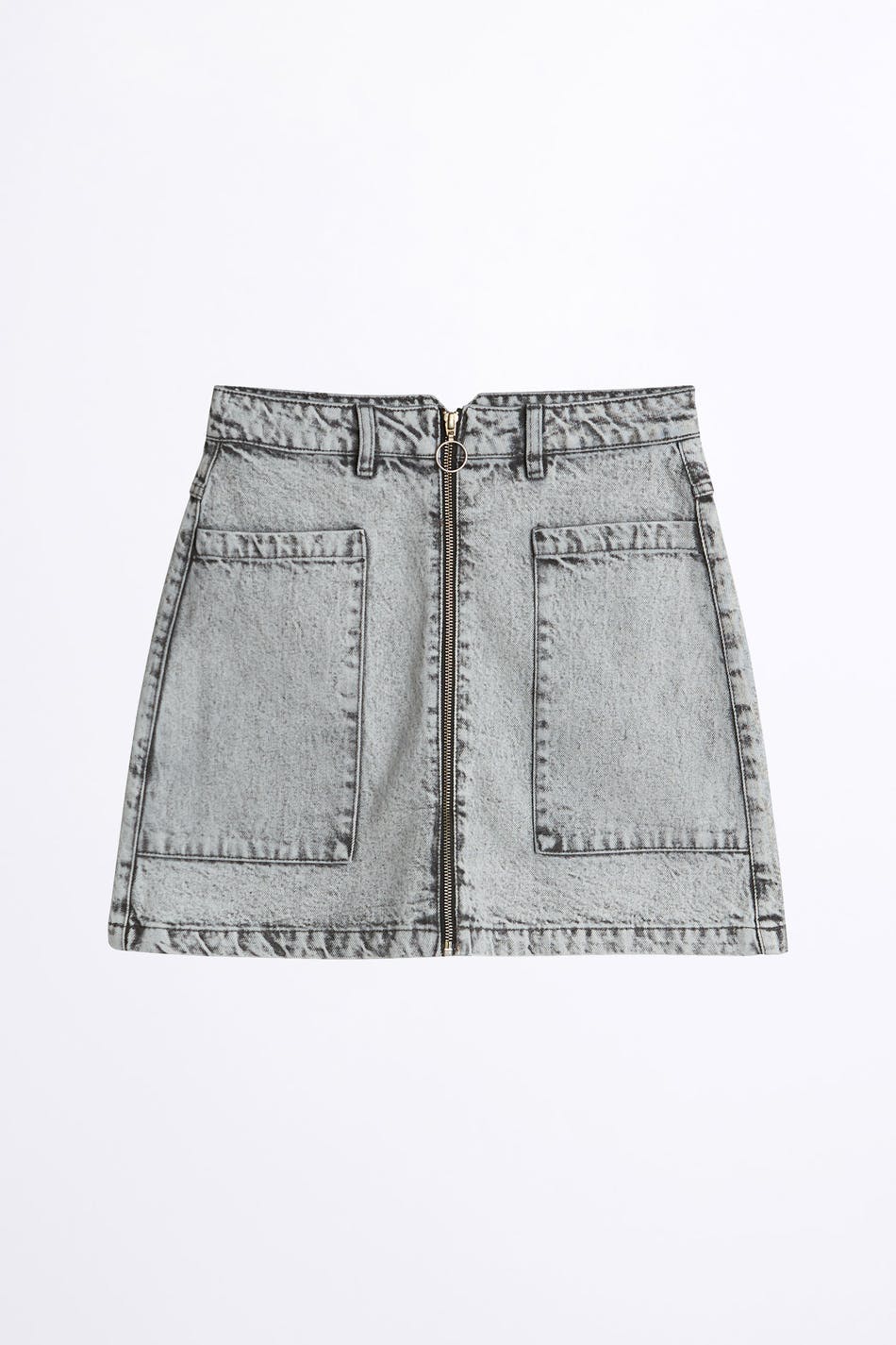 Utility zip denim skirt