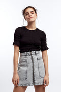 Utility zip denim skirt