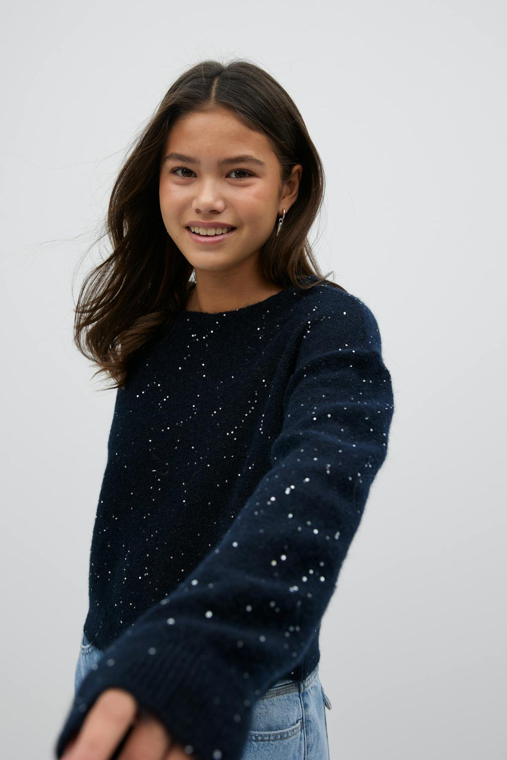 Y knitted glitter sweater