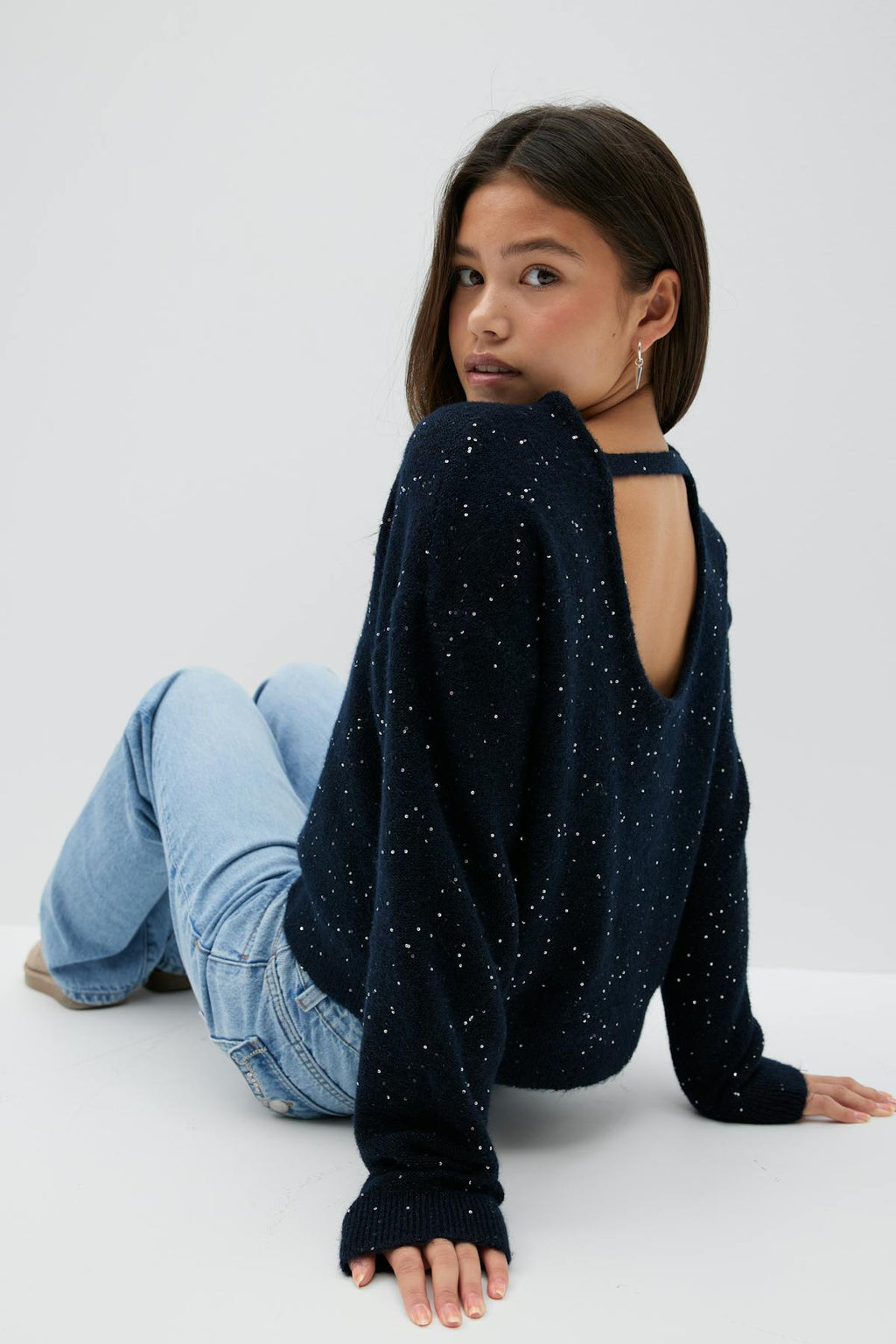 Y knitted glitter sweater