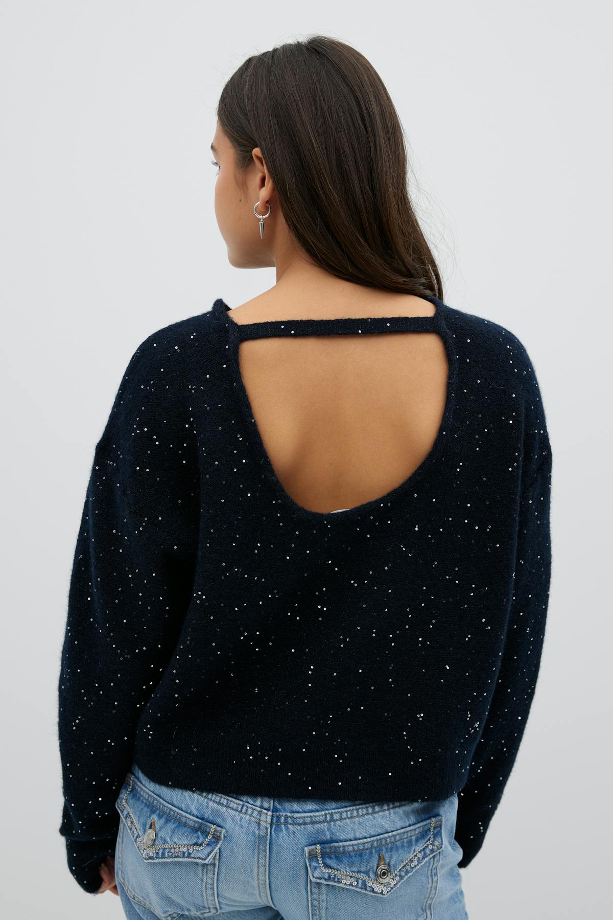 Y knitted glitter sweater