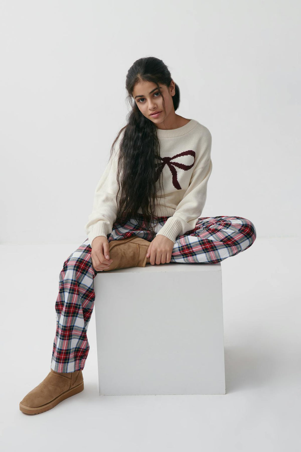 Y bow knitted sweater