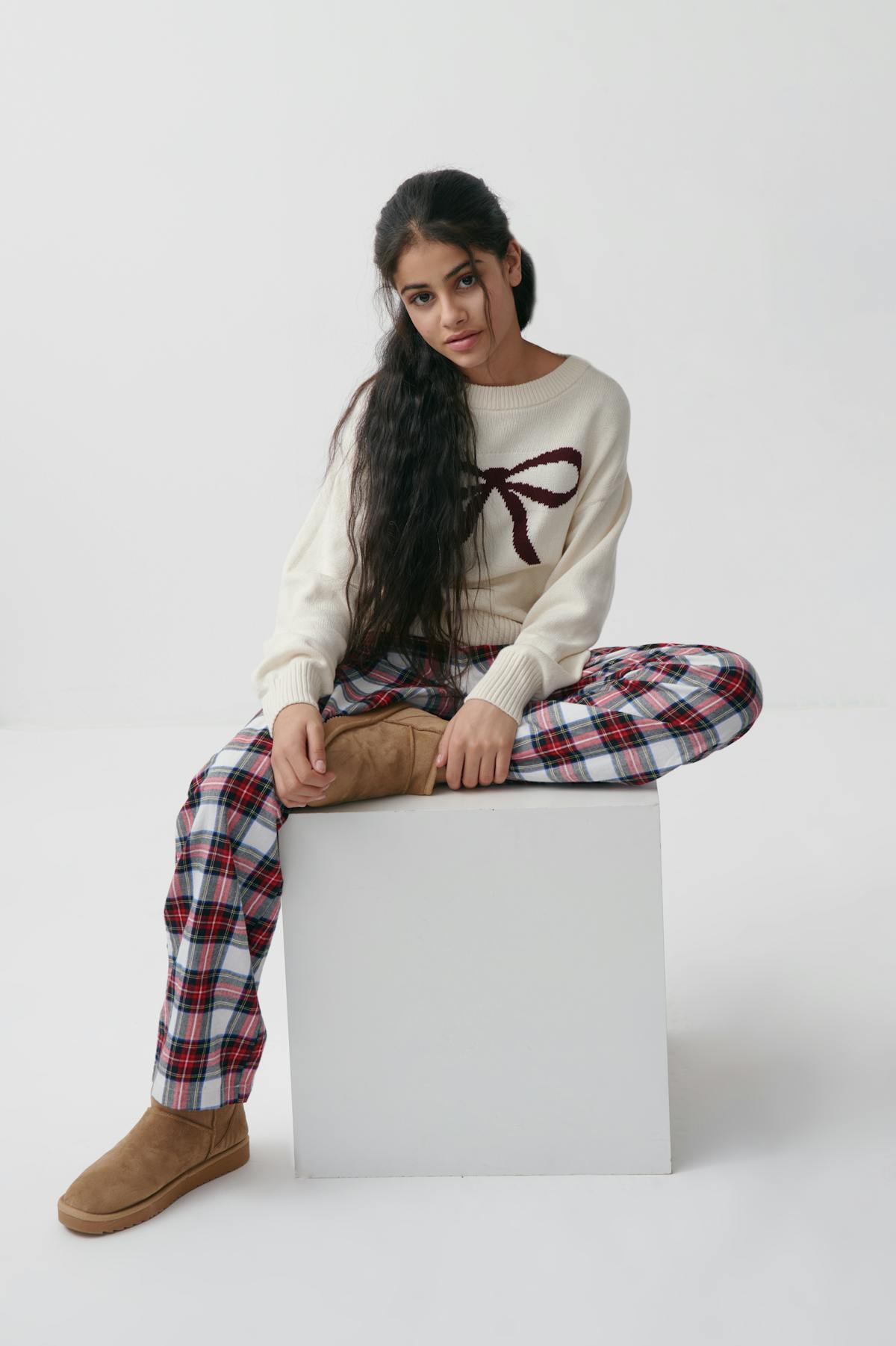 Y bow knitted sweater