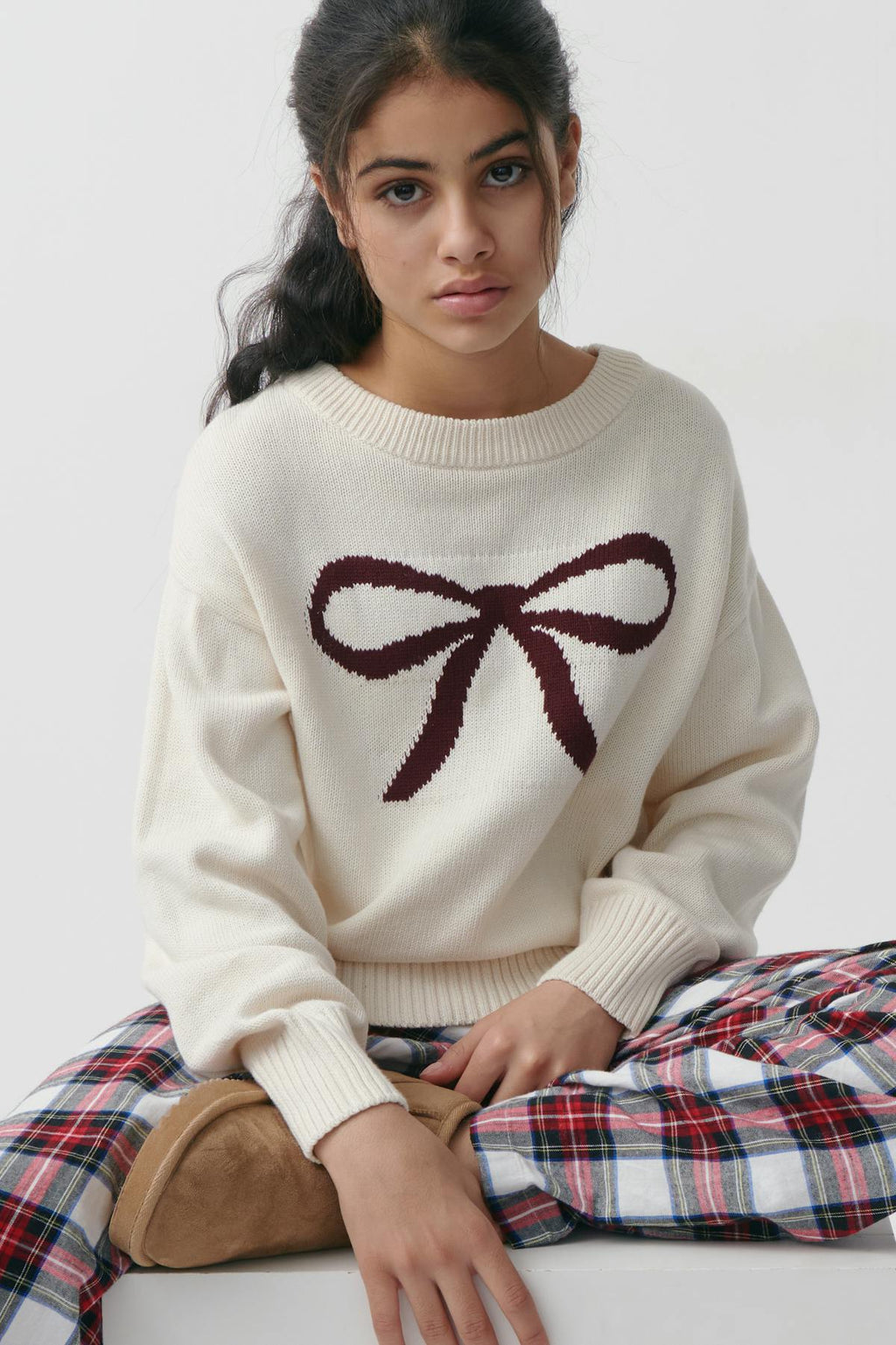 Y bow knitted sweater