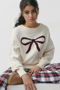Y bow knitted sweater