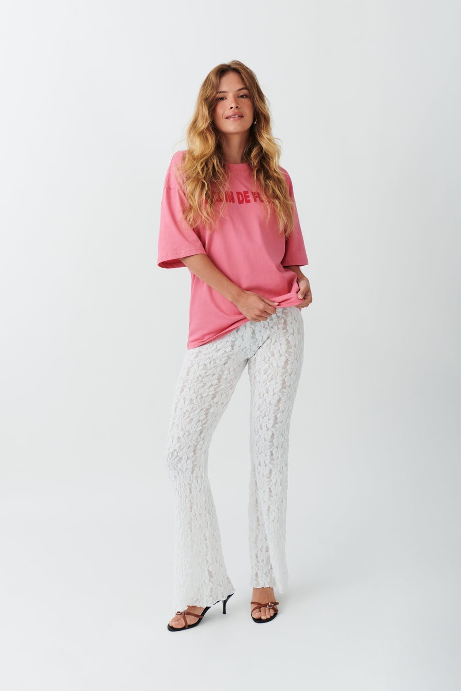 Lace flare trousers