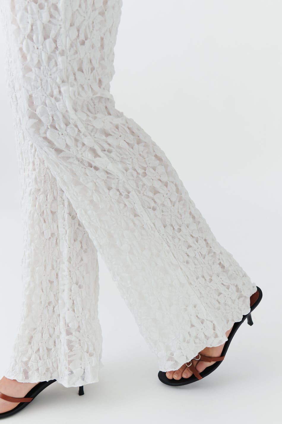 Lace flare trousers