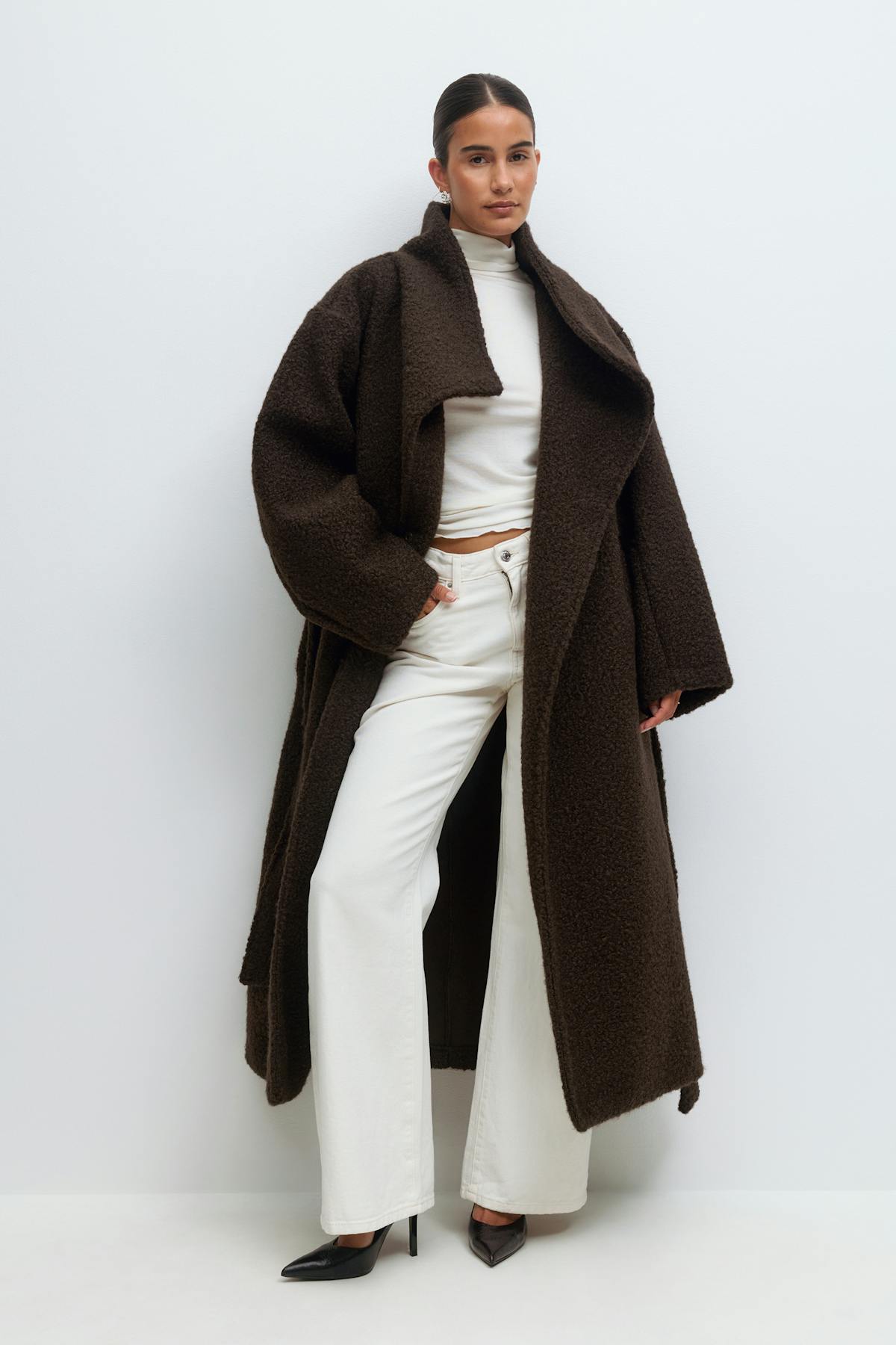 Soft boucle long coat