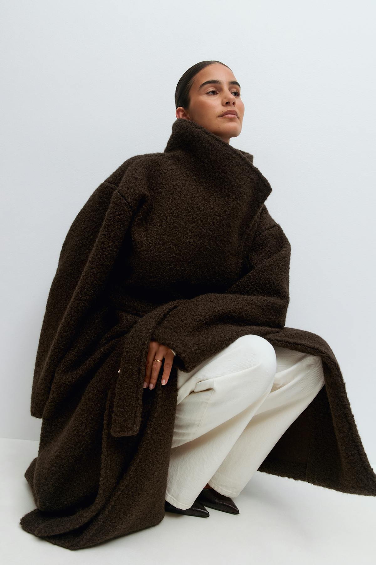 Soft boucle long coat