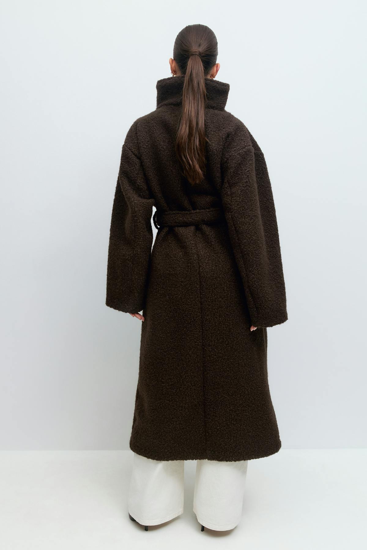 Soft boucle long coat